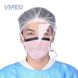 안개 방지 플라스틱 눈 보호막이있는 일회용 SPP 부직포 핑크 페이스 마스크